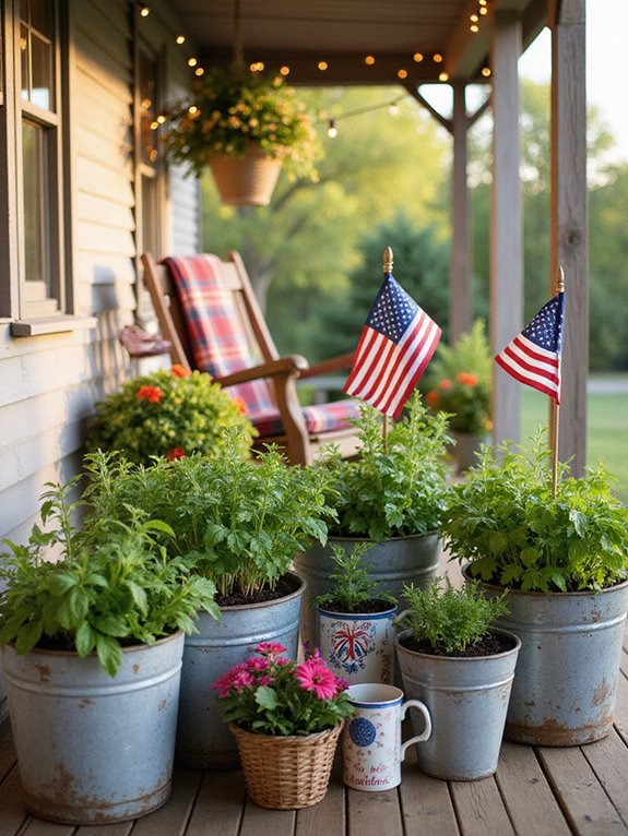 patriotic herb planter arrangements
