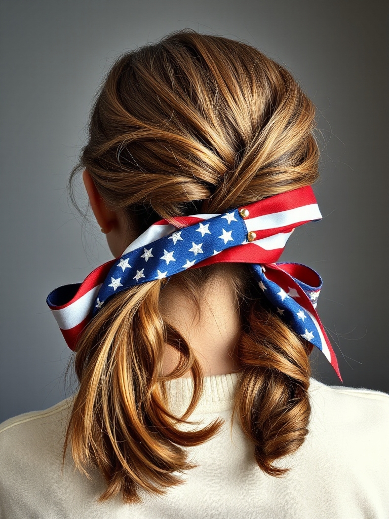 patriotic low ponytail style