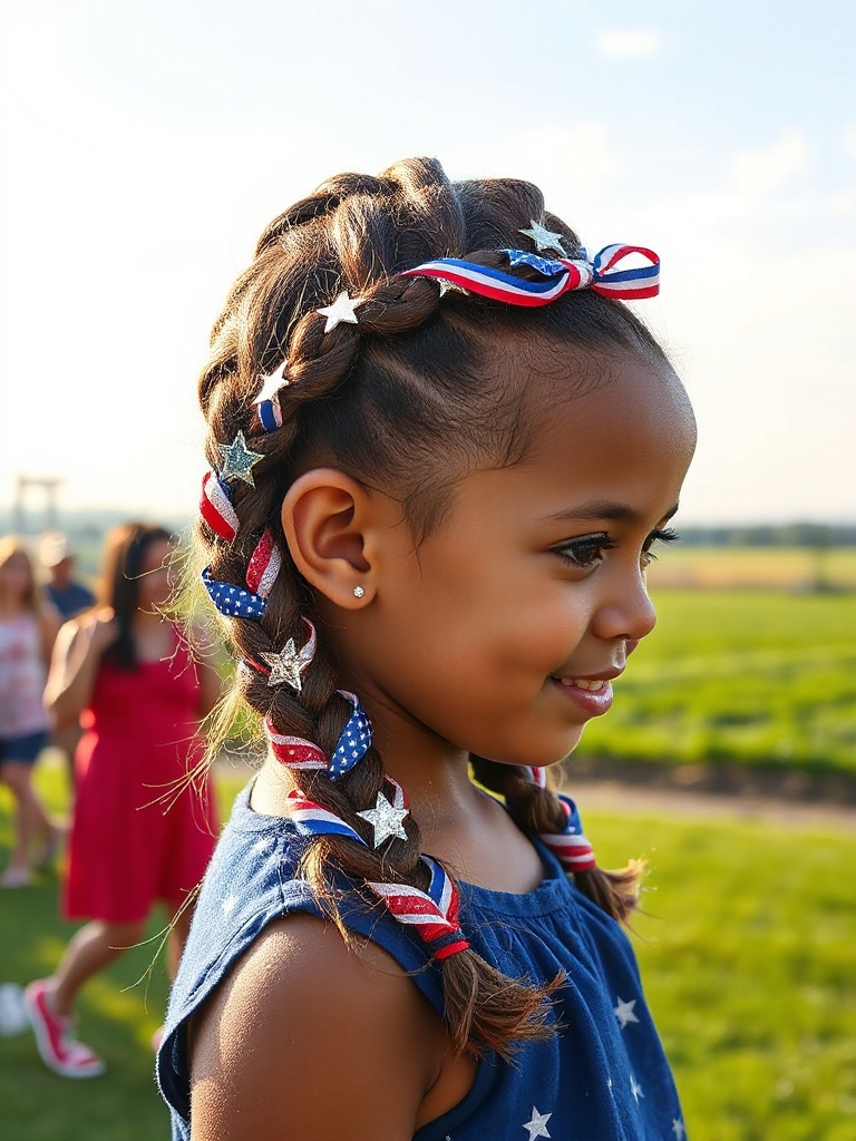 patriotic playful updo hairstyle