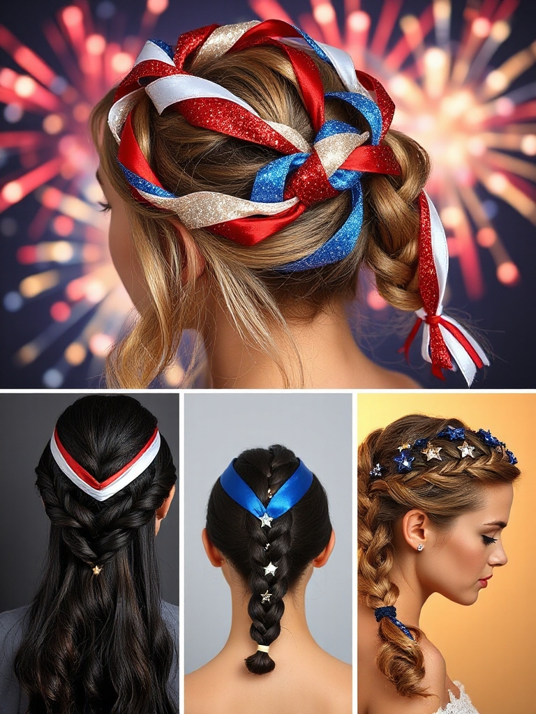 patriotic ribbon woven braid