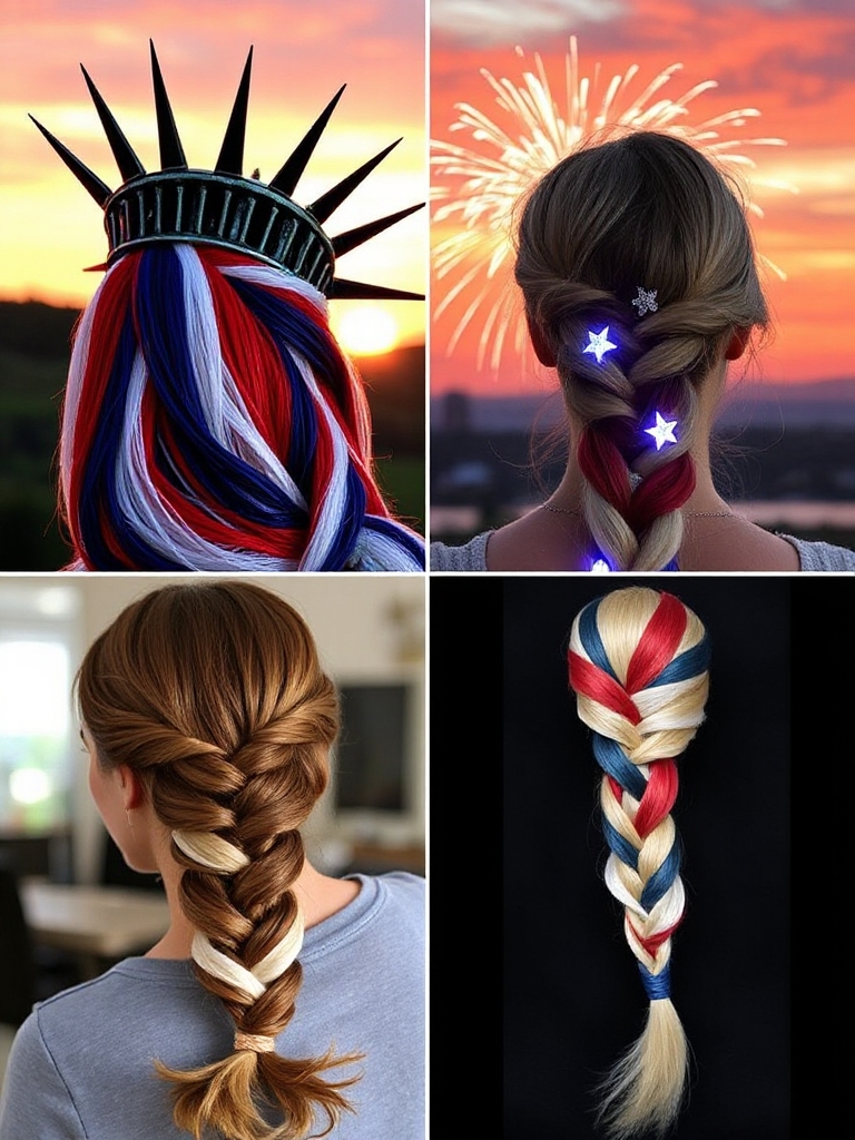 patriotic striped side braid