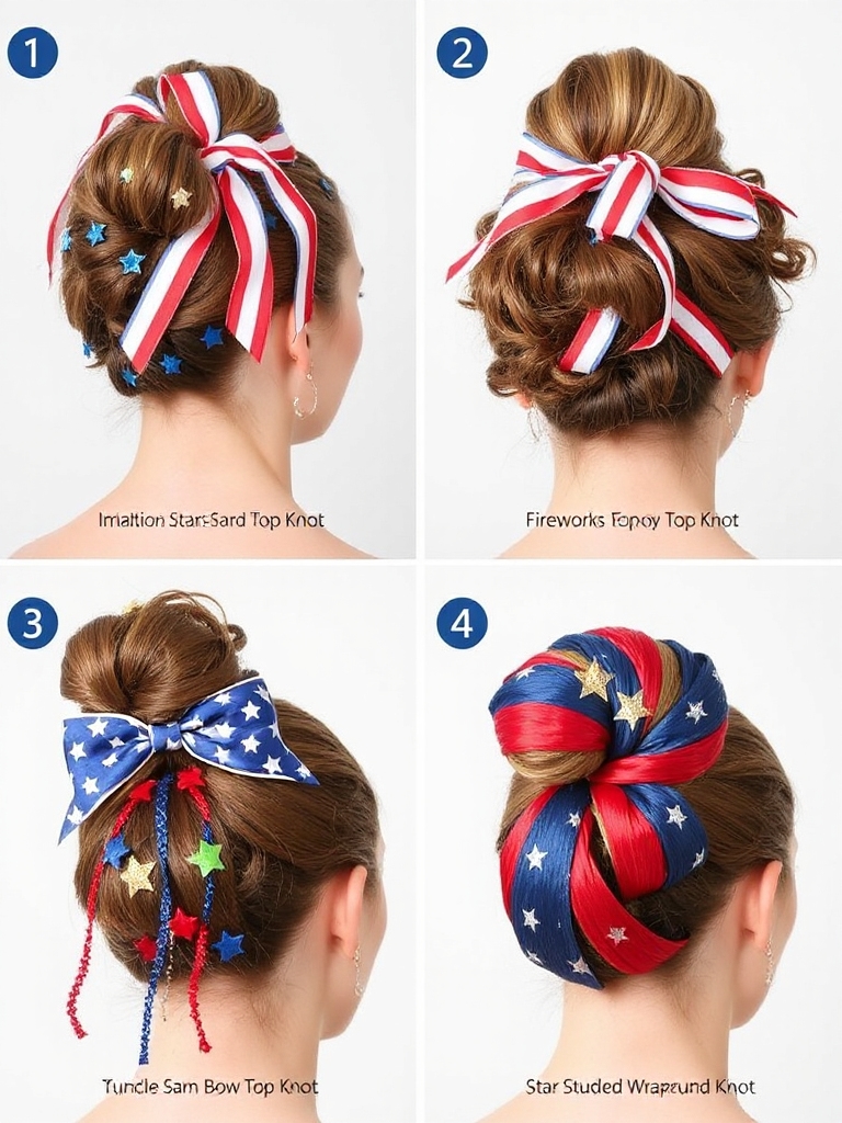 patriotic top knot hairstyle