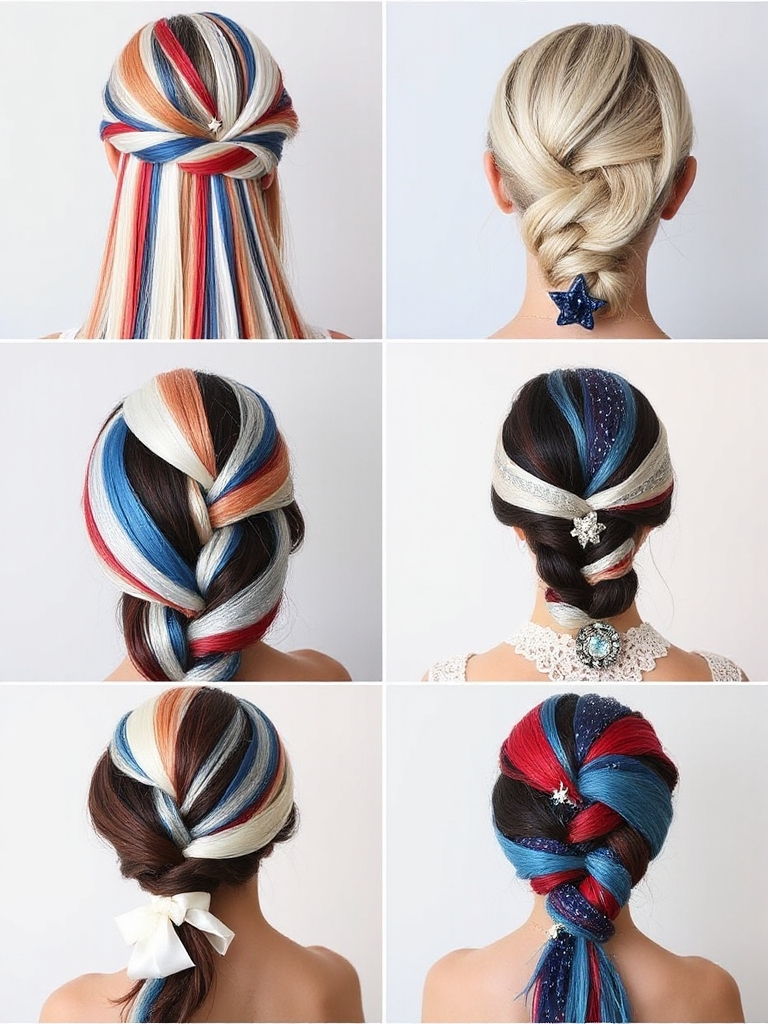 patriotic vibrant side braid