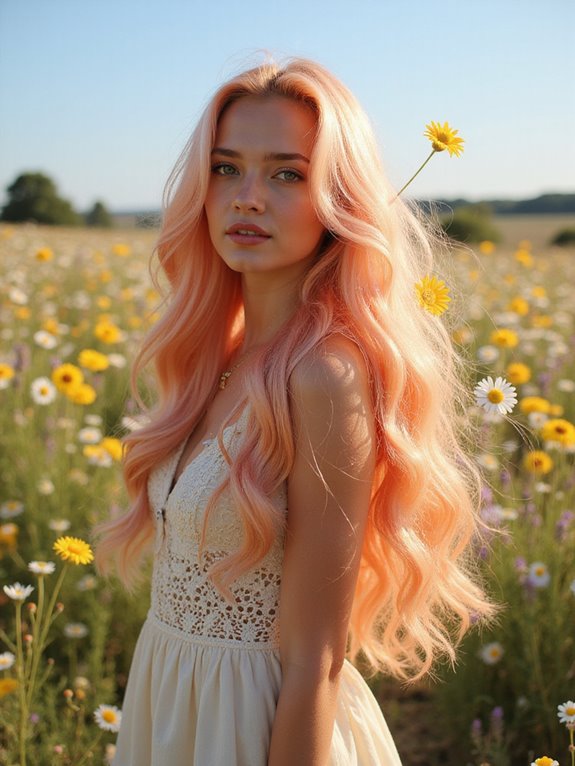 peachy coral summer hair