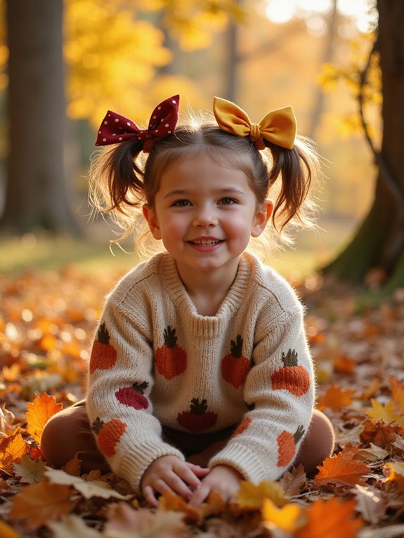 pigtails with colorful accessories