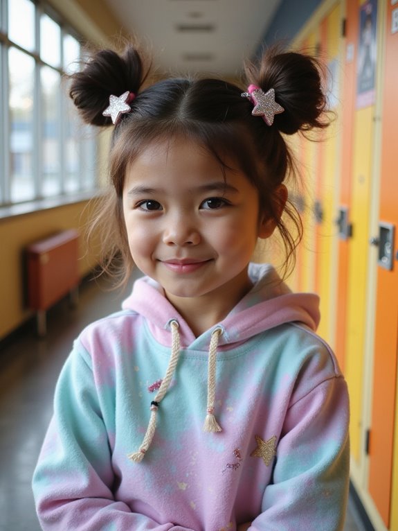 playful colorful space buns