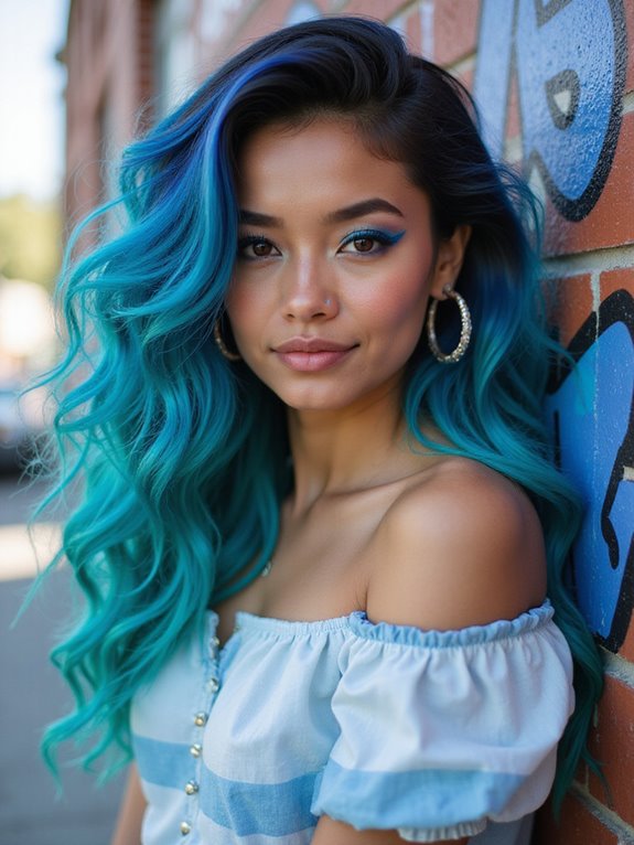 playful vibrant blue hair