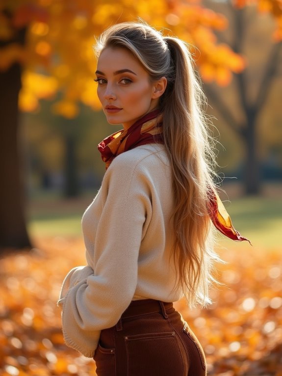ponytail accented with scarf