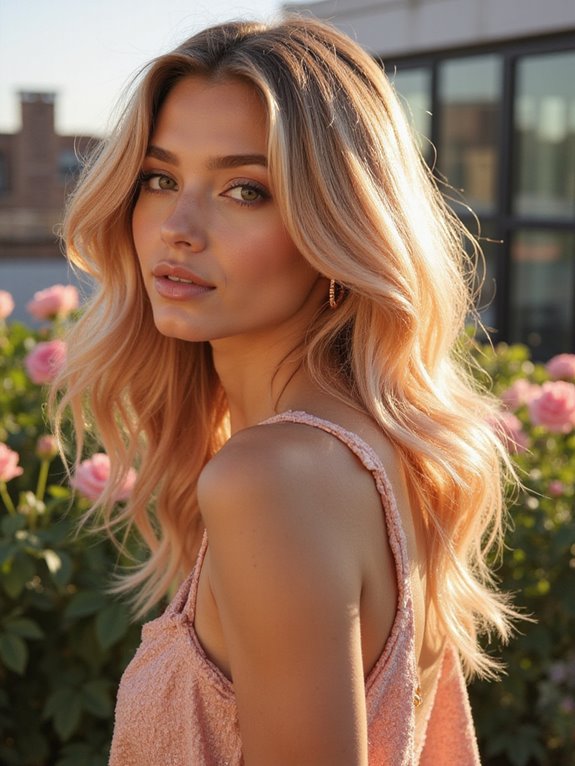 shimmering rose gold hair