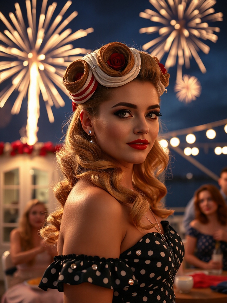 retro elegance with victory rolls