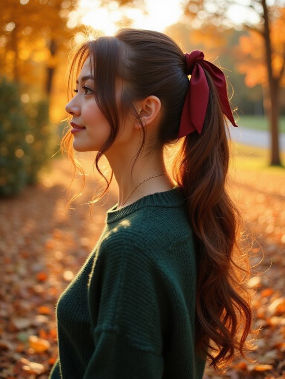 ribboned fall ponytail style