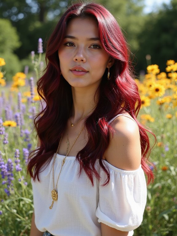 elegant deep burgundy hair