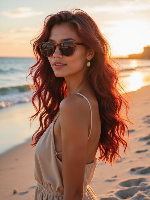 luxurious maroon beach waves