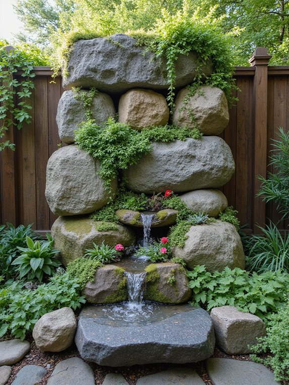rocks enhance vertical gardens