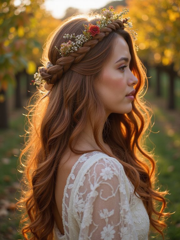 romantic braided crown hairstyle