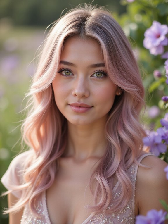 romantic dusty rose hair
