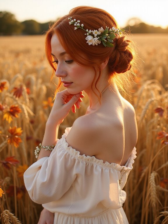 romantic floral updo hairstyle