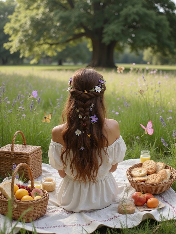 romantic half up twist style