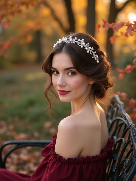 romantic updo with pearls