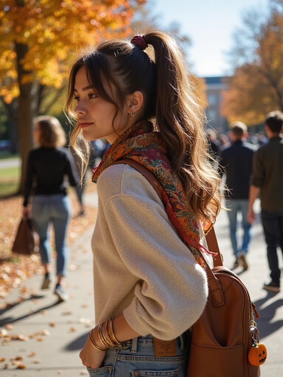 scarf tied ponytail tutorial