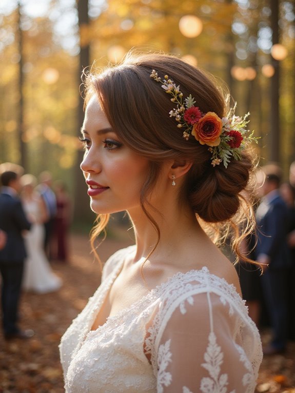side swept bun with accessories