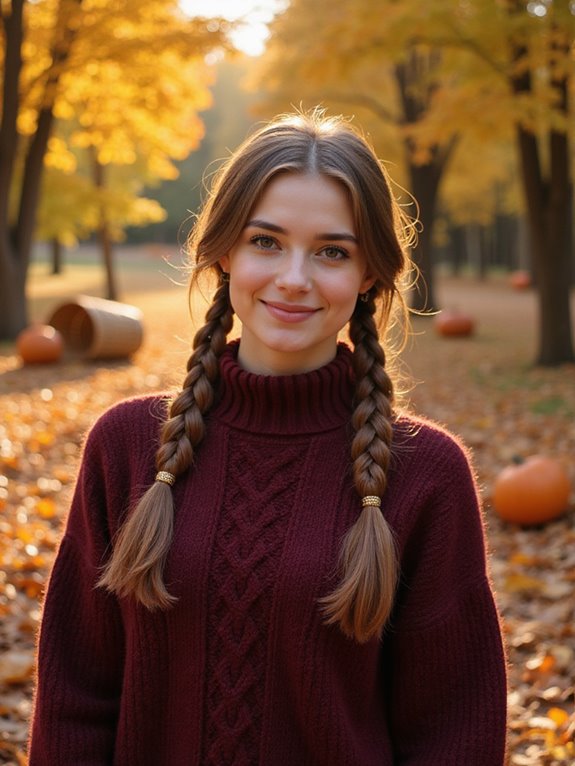 sleek center part pigtails hairstyle