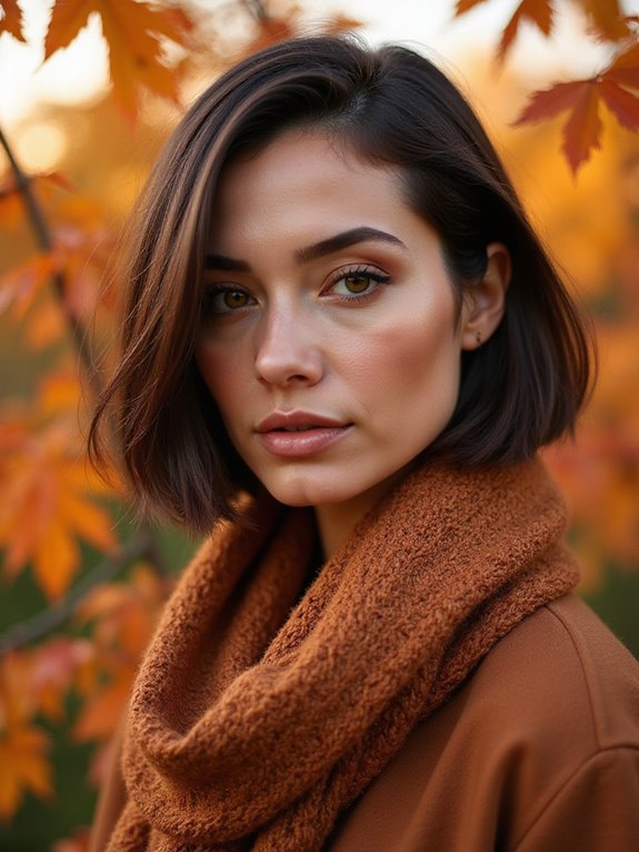 sleek hair with deep part