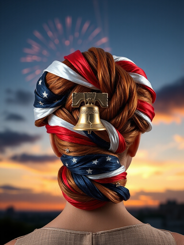 sleek patriotic updo hairstyle