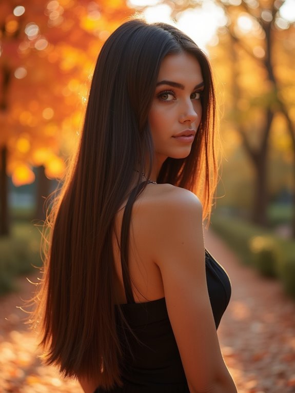 sleek shiny straight hairstyle