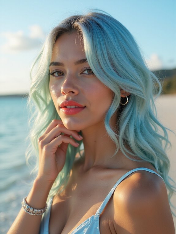 striking metallic light blue