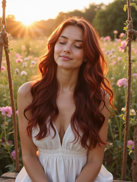 delicate maroon hair highlights