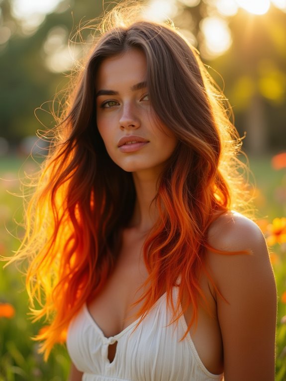 sunset orange hair tips