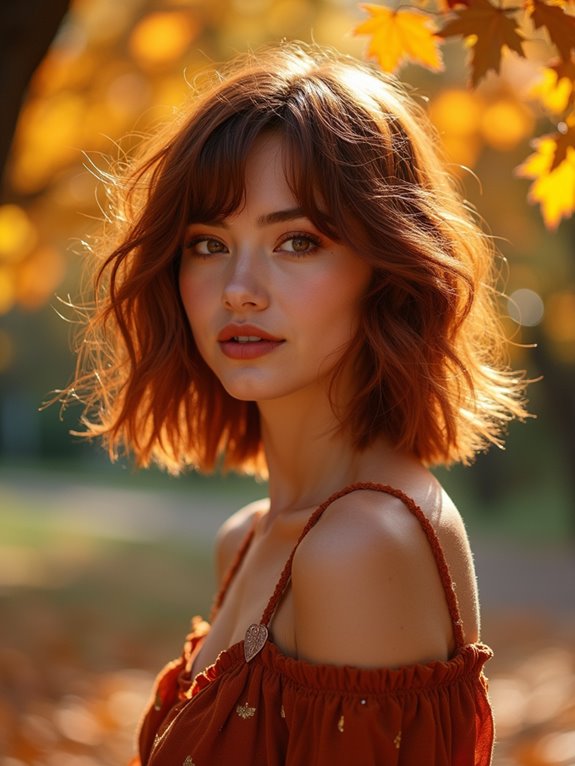 textured auburn bob hairstyle