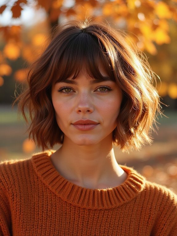 textured bob with bangs