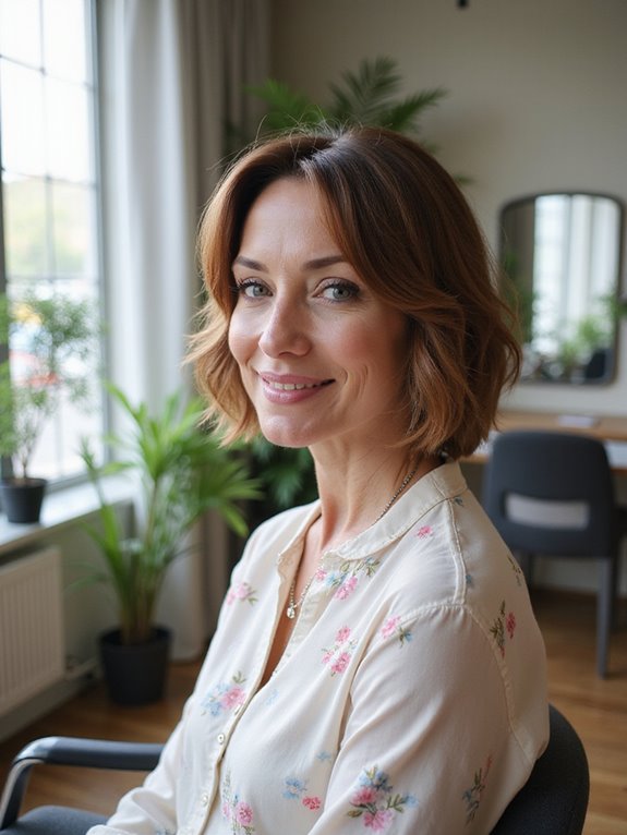 textured bob with bangs