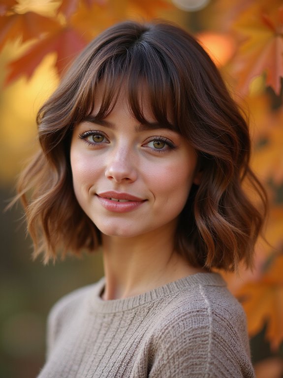 textured lob with bangs
