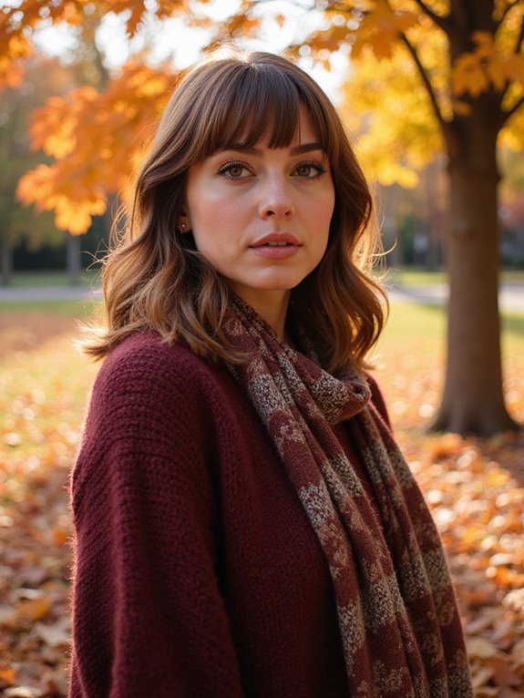 textured lob with bangs