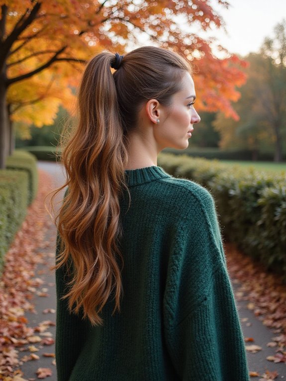 textured ponytail with highlights