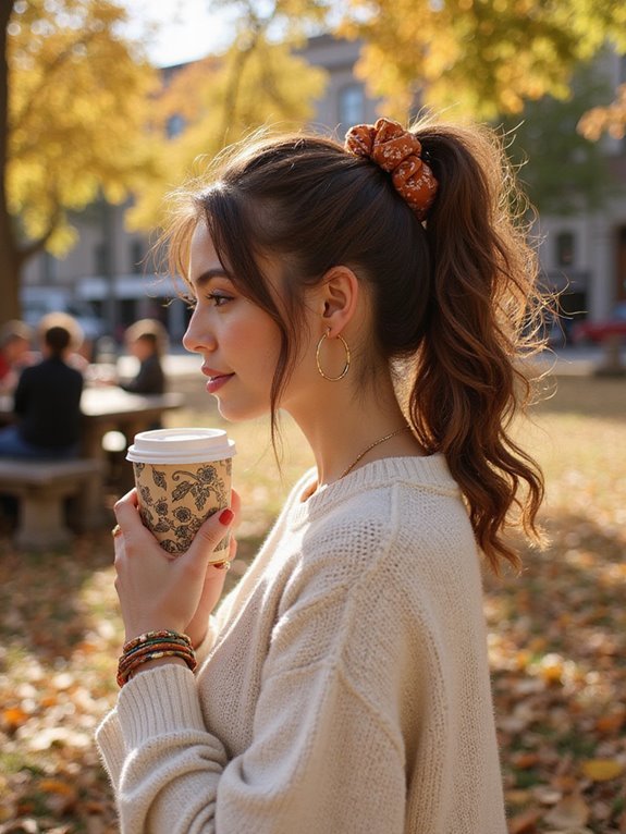 textured ponytail with scrunchie