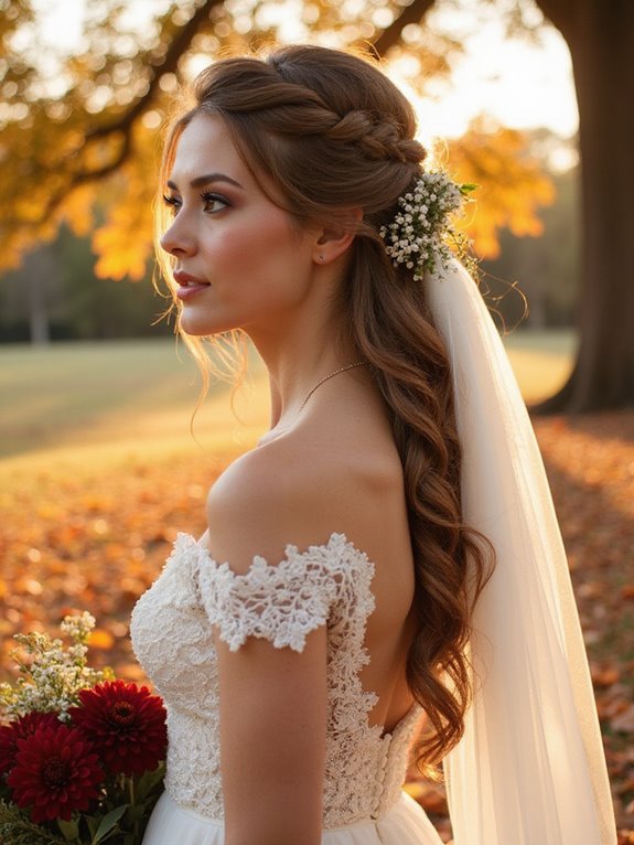 textured ponytail with veil