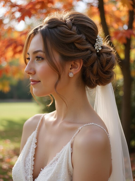 textured updo with pearls