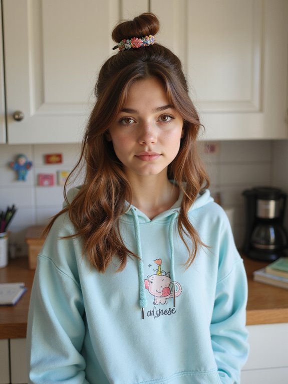 trendy half up top knot