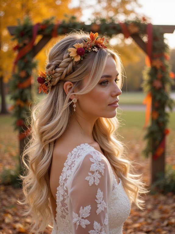 twisted half up autumn hairstyle
