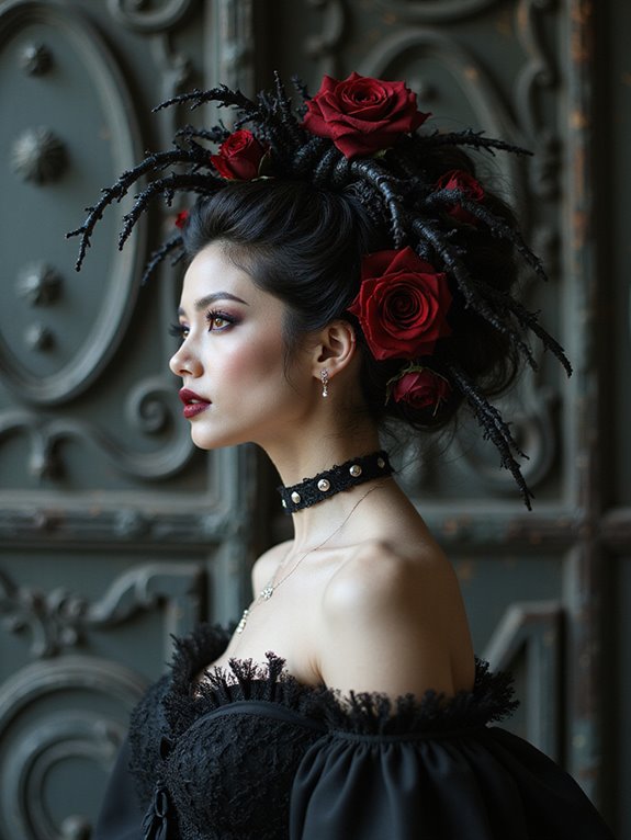 vampire updo with highlights