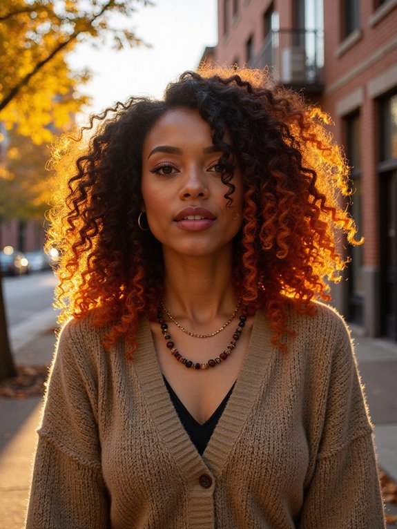 vibrant autumn ombre curls