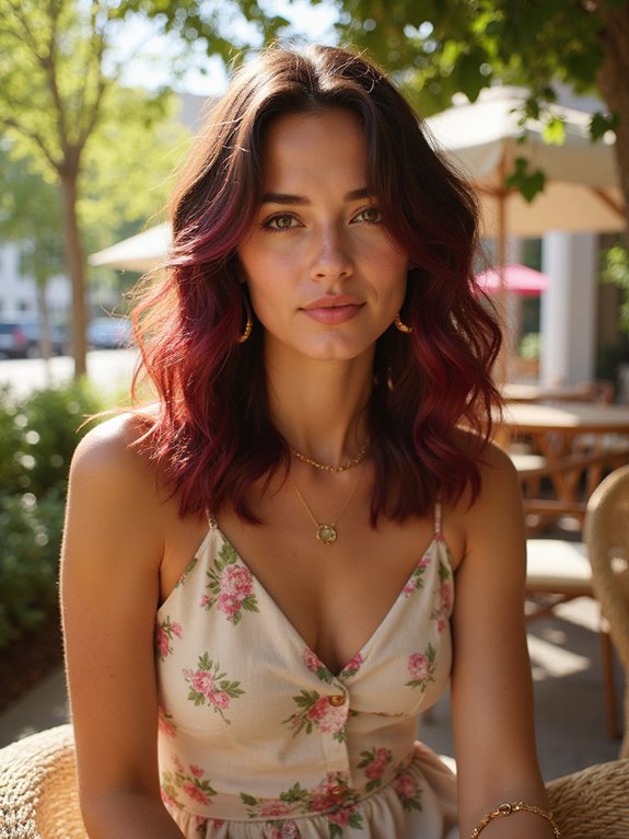 vibrant bold burgundy hair