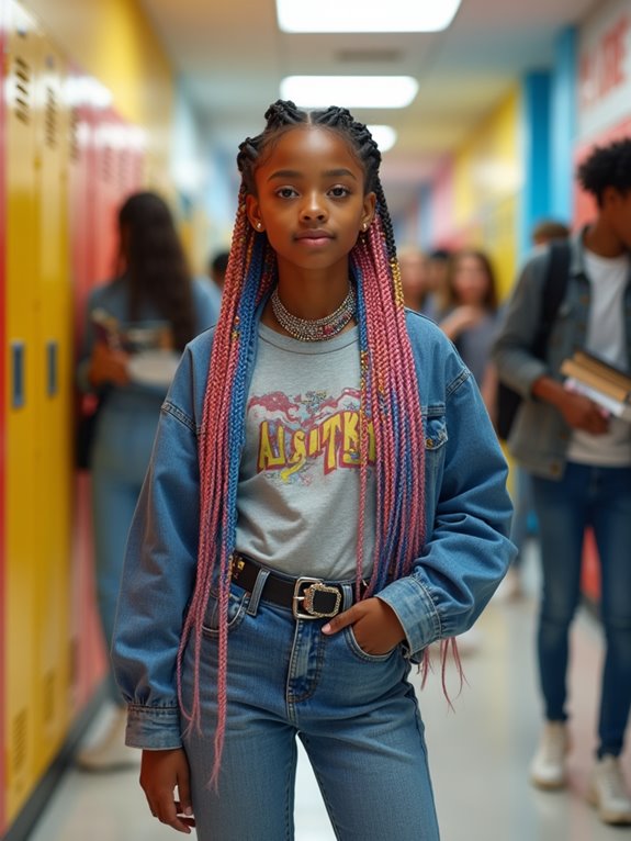 vibrant colorful braided hairstyles