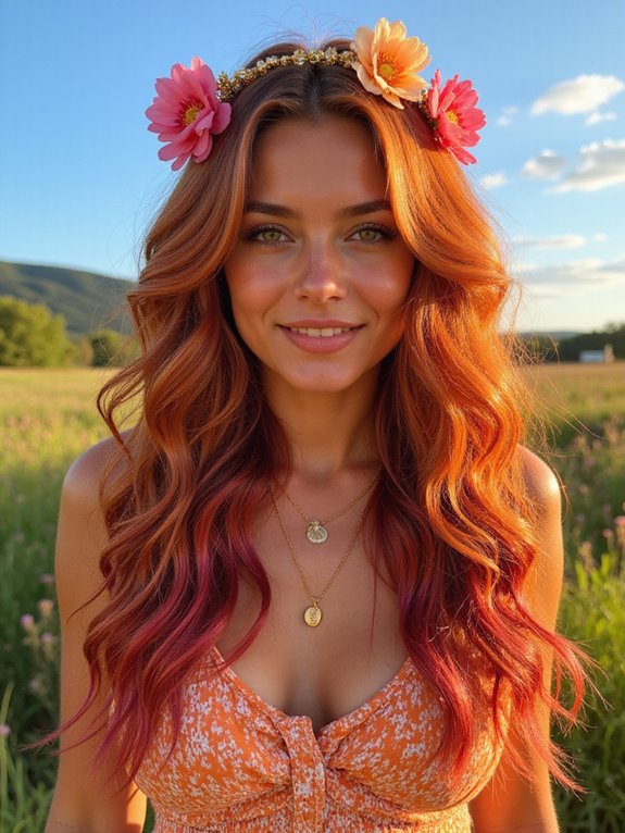 vibrant copper and magenta