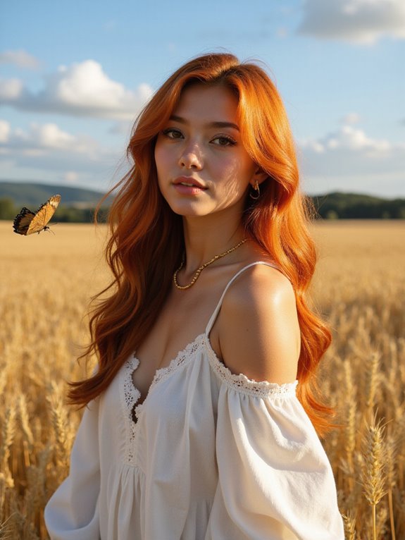 vibrant copper auburn balayage