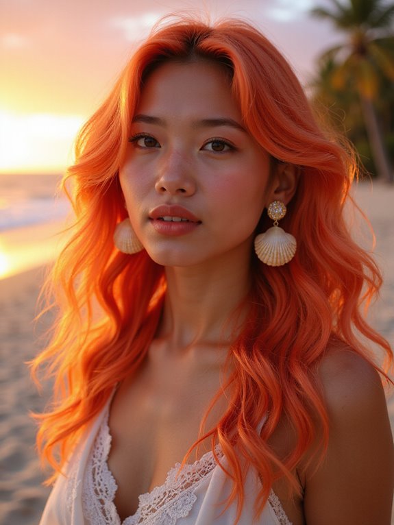 vibrant coral hair trend